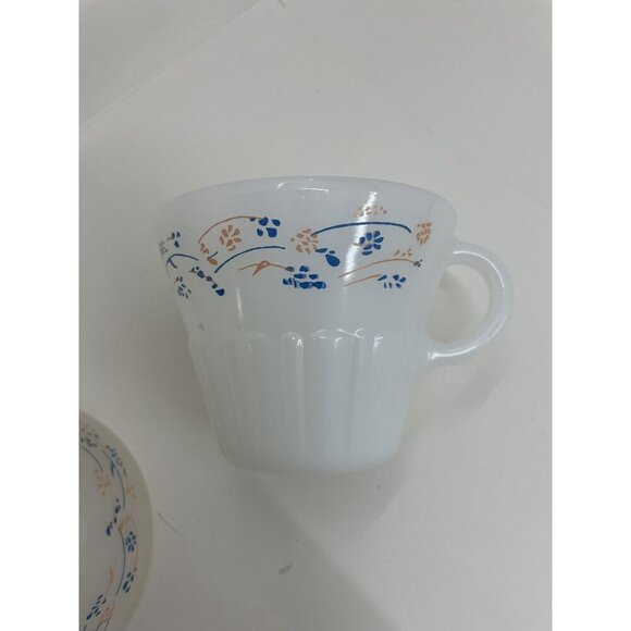 Termocrisa Milk Glass Mugs Blue White Peach Set of 2 Vintage Retro Mexico - Picture 6 of 8